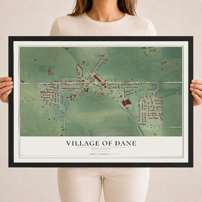 Map of Dane, Wisconsin, 18 x 24 inch print in a black wood frame