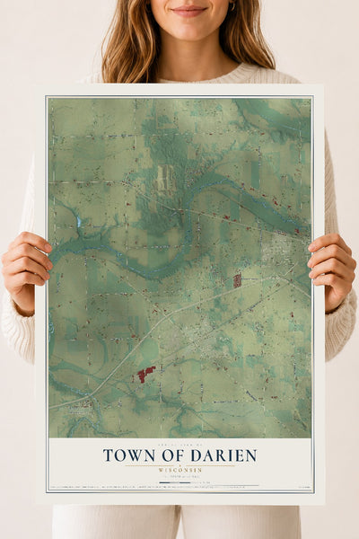 Map of the Town of Darien, Wisconsin, 18 x 24 inch unframed archival matte print