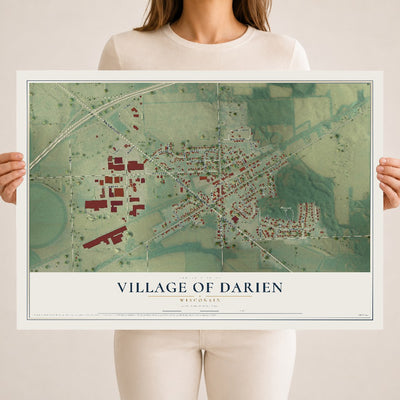 Map of Darien, Wisconsin, 18 x 24 inch unframed archival matte print