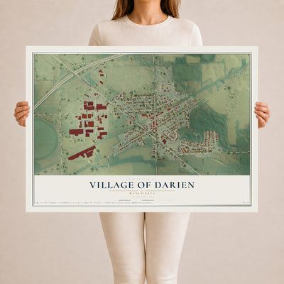 Map of Darien, Wisconsin, 24 x 36 inch unframed archival matte print