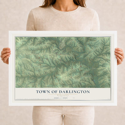 Map of the Town of Darlington, Wisconsin, 12 x 18 inch print in a white wood frame