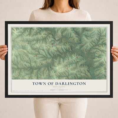 Map of the Town of Darlington, Wisconsin, 18 x 24 inch print in a black wood frame