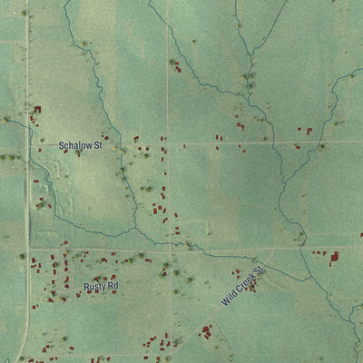 Second close-up of the map of Day, Wisconsin print showing more streets and buildings