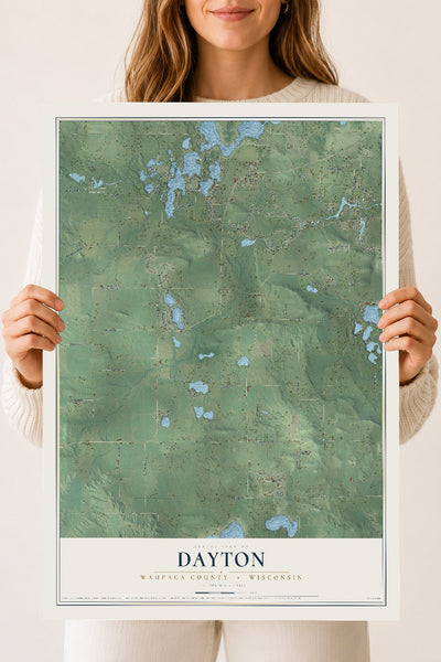 Map of Dayton, Waupaca County, Wisconsin, 18 x 24 inch unframed archival matte print