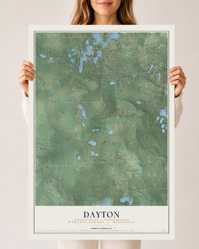 Map of Dayton, Waupaca County, Wisconsin, 24 x 36 inch unframed archival matte print