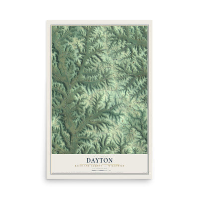 Map of Dayton, Richland County, Wisconsin, 12 x 18 inch unframed archival matte print