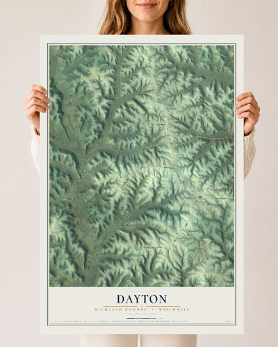 Map of Dayton, Richland County, Wisconsin, 24 x 36 inch unframed archival matte print