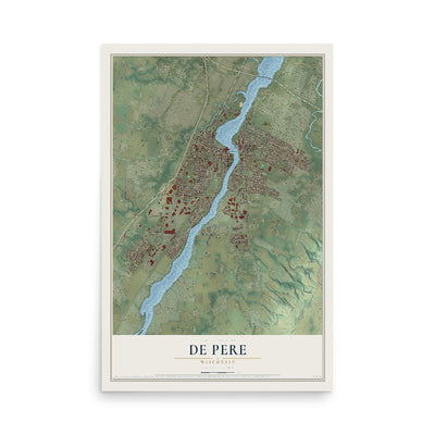 Map of De Pere, Wisconsin, 12 x 18 inch unframed archival matte print