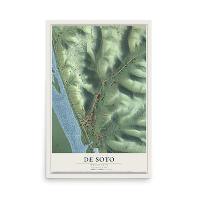 Map of De Soto, Wisconsin, 12 x 18 inch unframed archival matte print