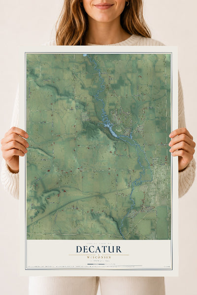 Map of Decatur, Wisconsin, 18 x 24 inch unframed archival matte print