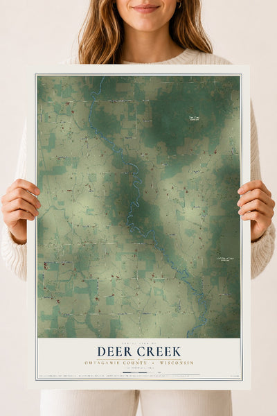 Map of Deer Creek, Outagamie County, Wisconsin, 18 x 24 inch unframed archival matte print