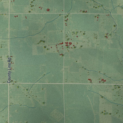 Close-up of the map of Deer Creek, Taylor County, Wisconsin print showing street and building detail