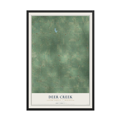 Map of Deer Creek, Taylor County, Wisconsin, 12 x 18 inch print in a black wood frame