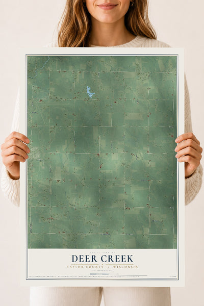 Map of Deer Creek, Taylor County, Wisconsin, 18 x 24 inch unframed archival matte print