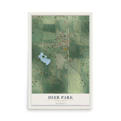Map of Deer Park, Wisconsin, 12 x 18 inch unframed archival matte print