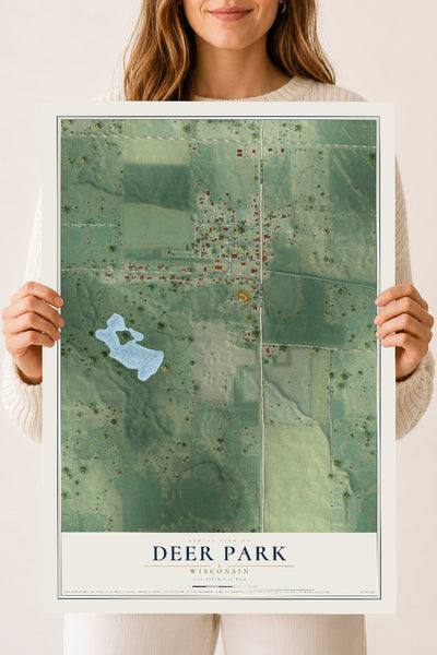 Map of Deer Park, Wisconsin, 18 x 24 inch unframed archival matte print
