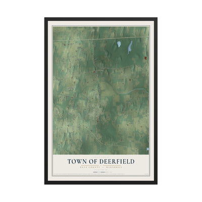 Map of the Town of Deerfield, Dane County, Wisconsin, 12 x 18 inch print in a black wood frame