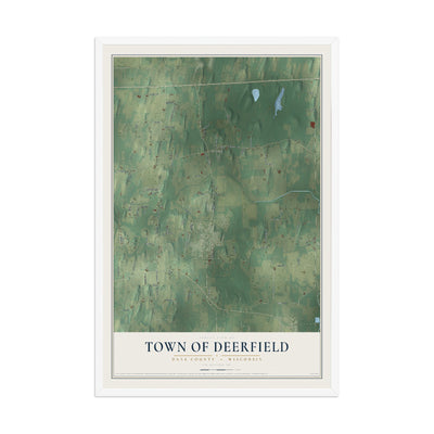 Map of the Town of Deerfield, Dane County, Wisconsin, 12 x 18 inch print in a white wood frame