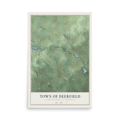 Map of the Town of Deerfield, Waushara County, Wisconsin, 12 x 18 inch unframed archival matte print