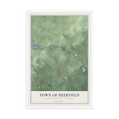 Map of the Town of Deerfield, Waushara County, Wisconsin, 12 x 18 inch print in a white wood frame