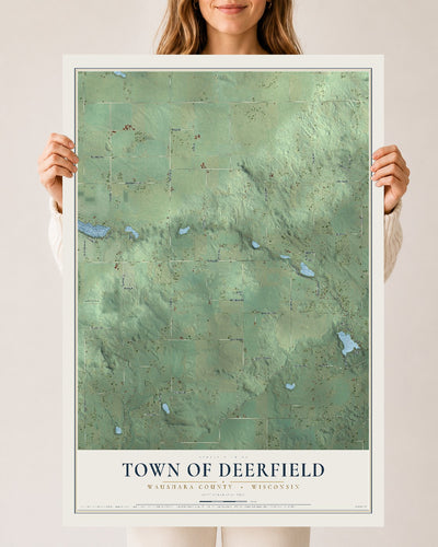 Map of the Town of Deerfield, Waushara County, Wisconsin, 24 x 36 inch unframed archival matte print