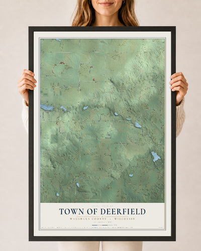 Map of the Town of Deerfield, Waushara County, Wisconsin, 24 x 36 inch print in a black wood frame