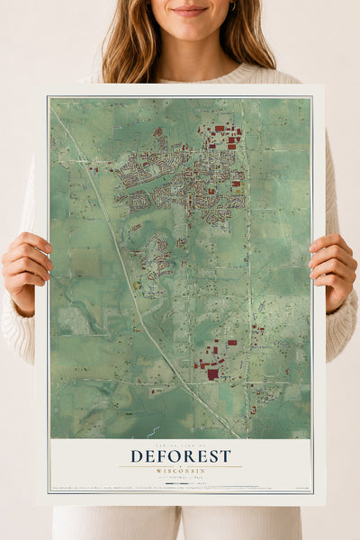 Map of DeForest, Wisconsin, 18 x 24 inch unframed archival matte print