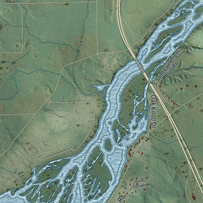 Second close-up of the map of Dekorra, Wisconsin print showing more streets and buildings