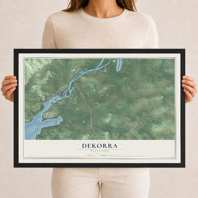 Map of Dekorra, Wisconsin, 12 x 18 inch print in a black wood frame