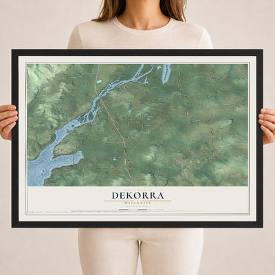 Map of Dekorra, Wisconsin, 18 x 24 inch print in a black wood frame
