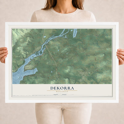 Map of Dekorra, Wisconsin, 18 x 24 inch print in a white wood frame