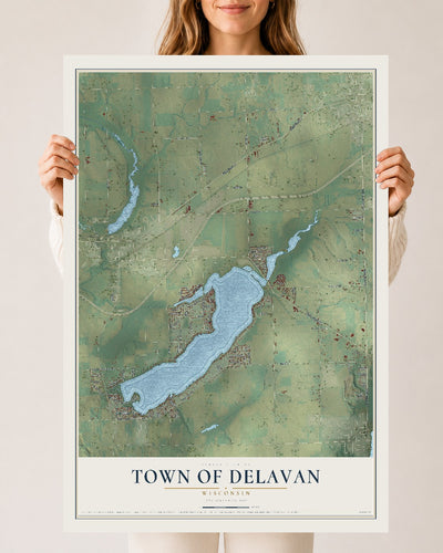 Map of the Town of Delavan, Wisconsin, 24 x 36 inch unframed archival matte print