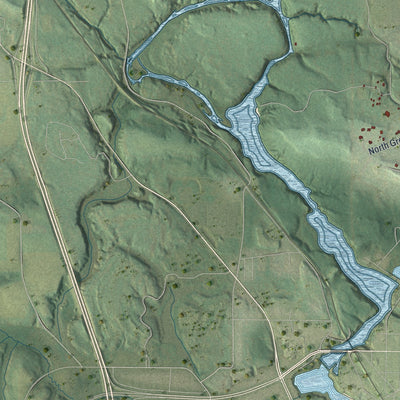 Second close-up of the map of Dell Prairie, Wisconsin print showing more streets and buildings