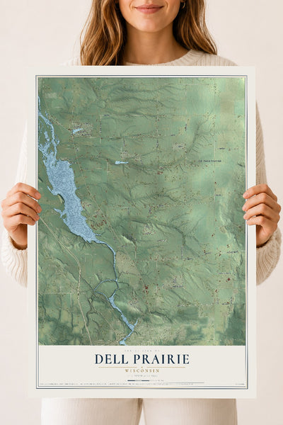 Map of Dell Prairie, Wisconsin, 18 x 24 inch unframed archival matte print