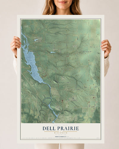 Map of Dell Prairie, Wisconsin, 24 x 36 inch unframed archival matte print