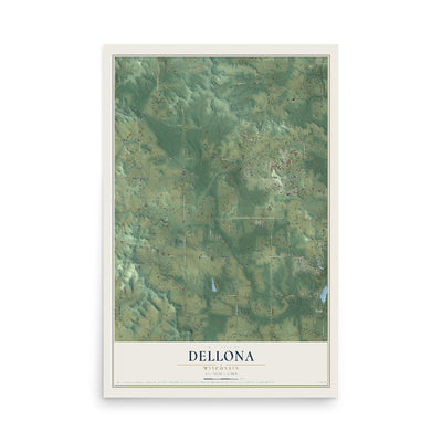 Map of Dellona, Wisconsin, 12 x 18 inch unframed archival matte print