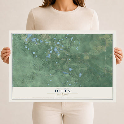 Map of Delta, Wisconsin, 12 x 18 inch unframed archival matte print