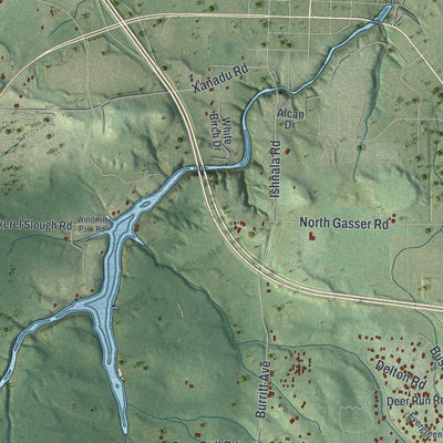 Second close-up of the map of Delton, Wisconsin print showing more streets and buildings