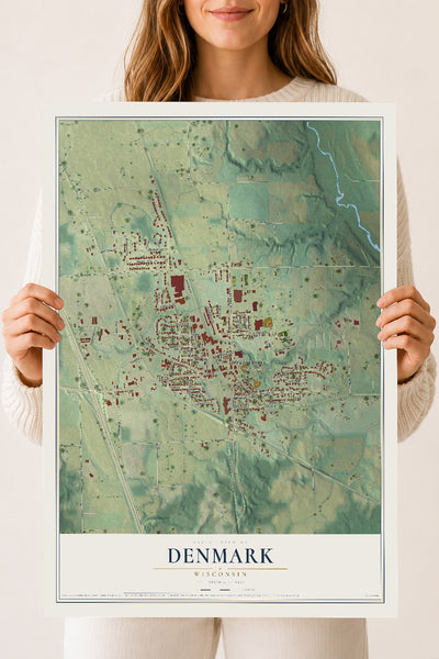 Map of Denmark, Wisconsin, 18 x 24 inch unframed archival matte print