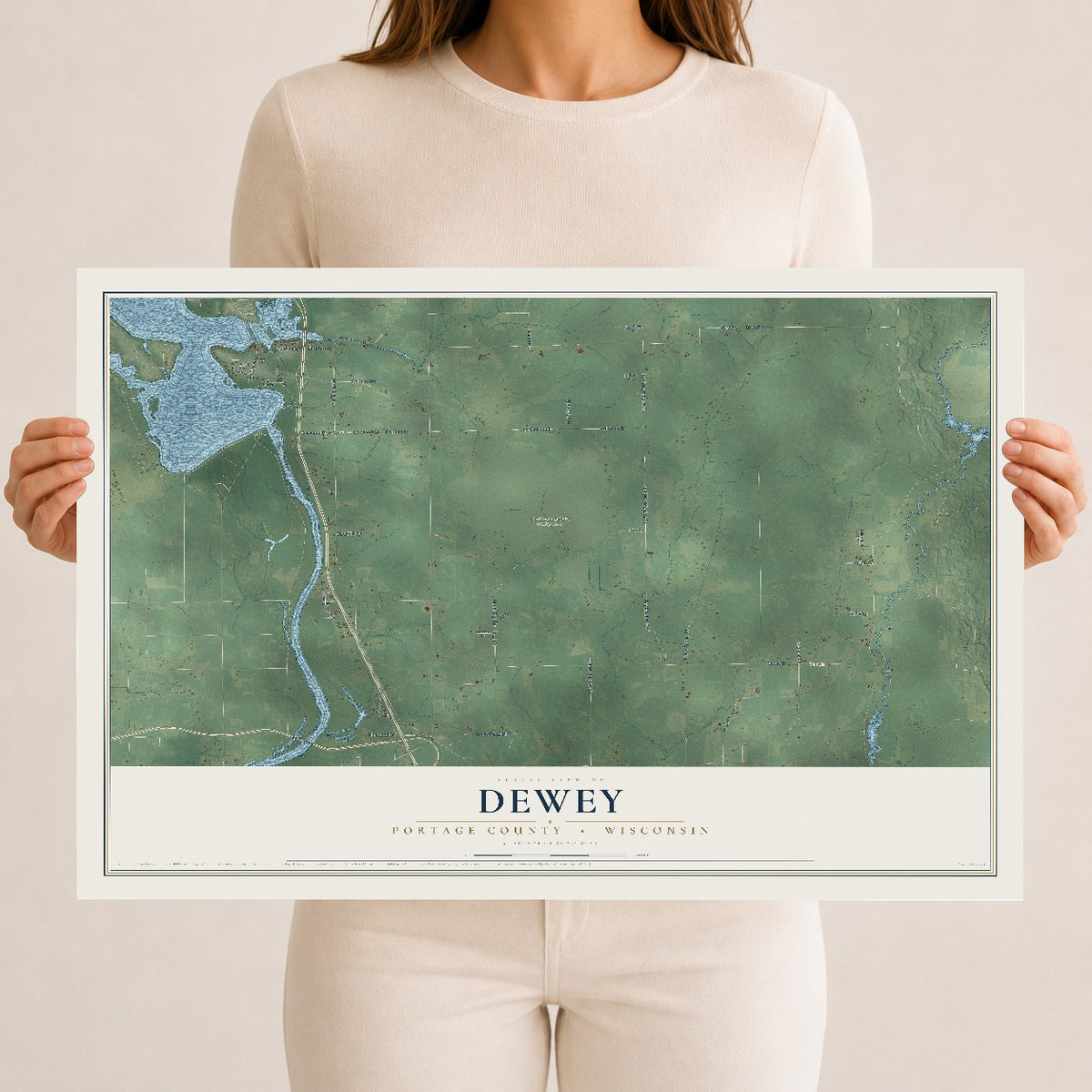 Map of Dewey, Portage County, Wisconsin, 12 x 18 inch unframed archival matte print