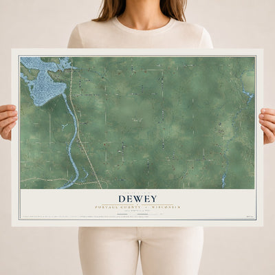 Map of Dewey, Portage County, Wisconsin, 18 x 24 inch unframed archival matte print