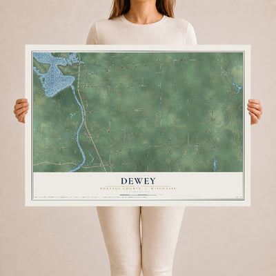 Map of Dewey, Portage County, Wisconsin, 24 x 36 inch unframed archival matte print