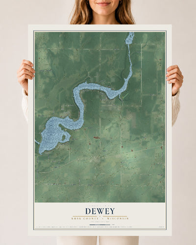 Map of Dewey, Rusk County, Wisconsin, 24 x 36 inch unframed archival matte print