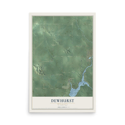Map of Dewhurst, Wisconsin, 12 x 18 inch unframed archival matte print
