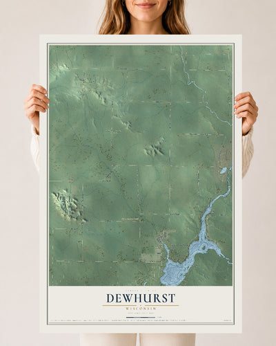 Map of Dewhurst, Wisconsin, 24 x 36 inch unframed archival matte print
