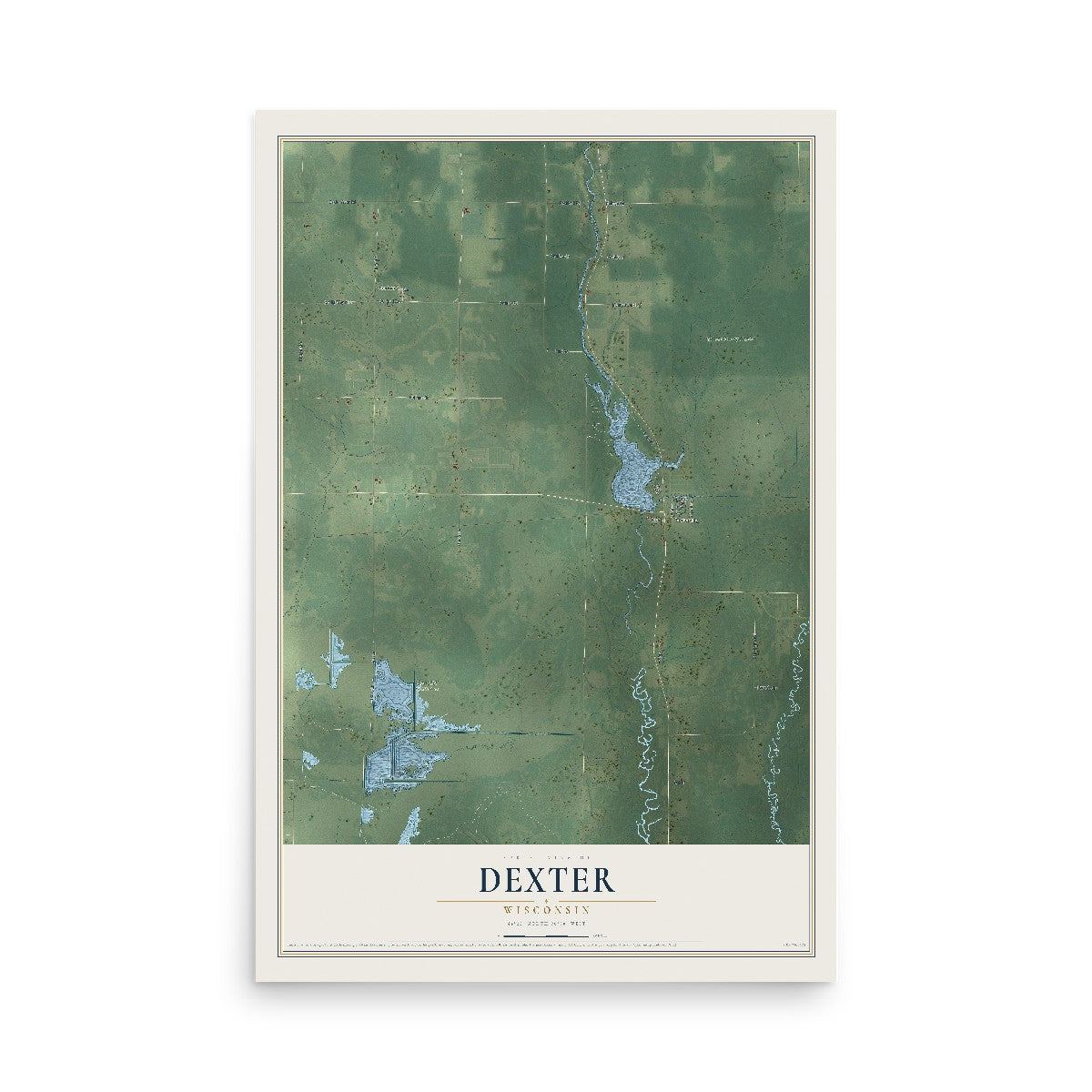 Map of Dexter, Wisconsin, 12 x 18 inch unframed archival matte print