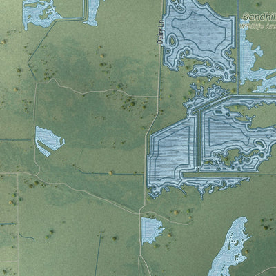 Close-up of the map of Dexter, Wisconsin print showing street and building detail