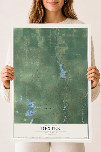 Map of Dexter, Wisconsin, 18 x 24 inch unframed archival matte print