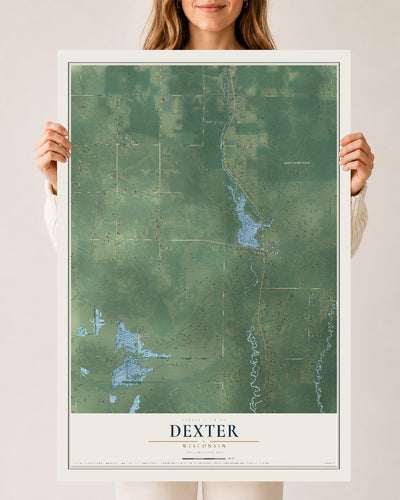 Map of Dexter, Wisconsin, 24 x 36 inch unframed archival matte print