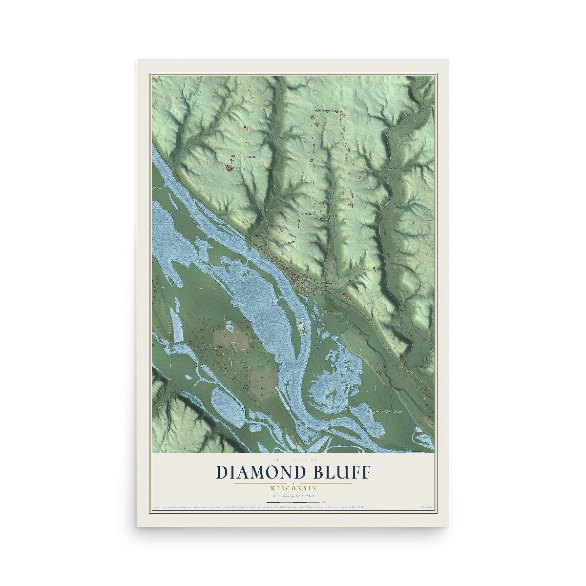Map of Diamond Bluff, Wisconsin, 12 x 18 inch unframed archival matte print